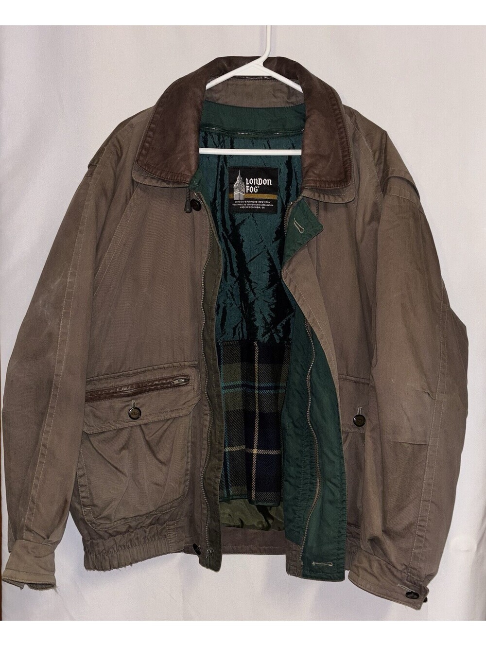 Vtg London Fog Bomber Field Jacket Large L Reg Tan 3M Thinsulate Liner AS IS